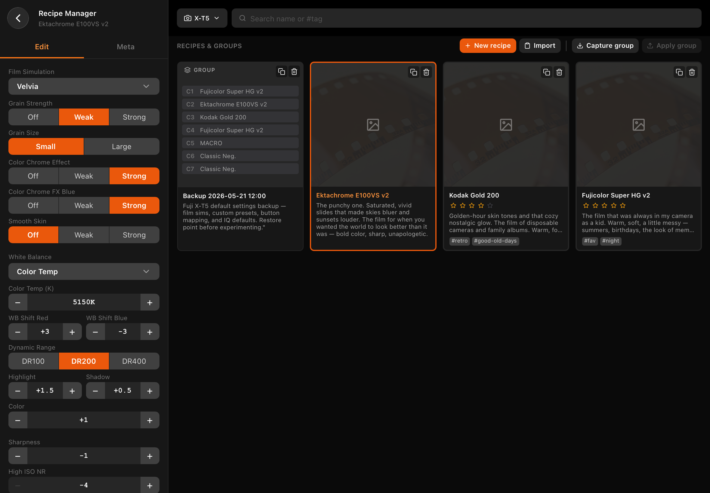 X Sim Lab recipe manager on iPad
